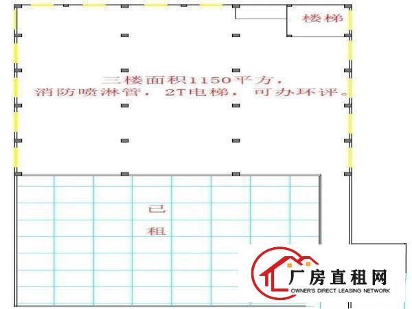  可办环评！仅剩3楼1150平方，消防喷淋！低价出租！！！