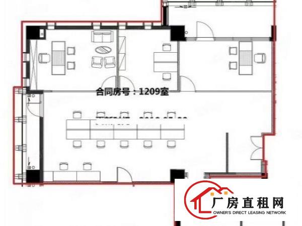  坂田华为基地旁，精装修甲级办公室350平，3加1格局，带阳台